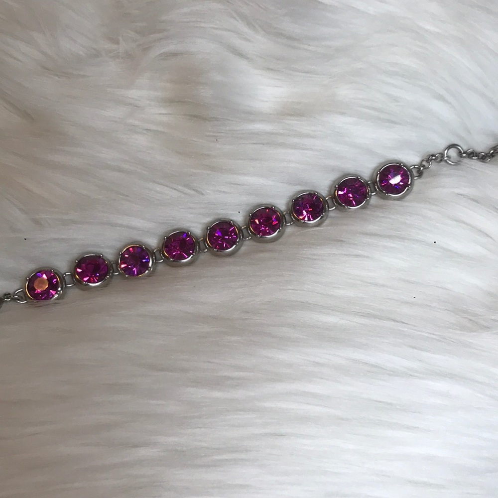 Jessica Simpson silver with pink jewels bracelet